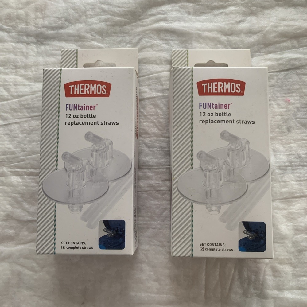 NIB Thermos Replacement Straws for 12 Oz Funtainer Bottle Clear 2 Pk